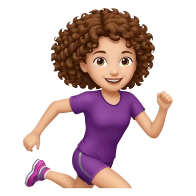 tail curly brown hair girl running sticker