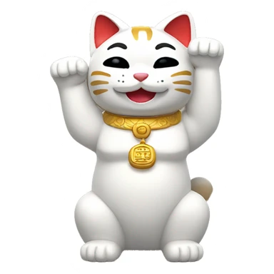 smiling Maneki Neko with both arms up  sticker
