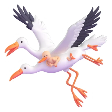 stork flying with a human baby in a bundle sticker