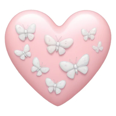 pastel pink heart with white tiny butterflies on it sticker