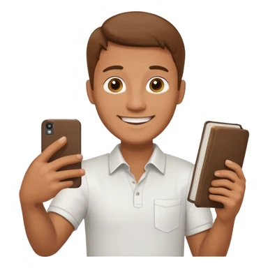 un homme avec une bible a la main qui fais un selfie  sticker