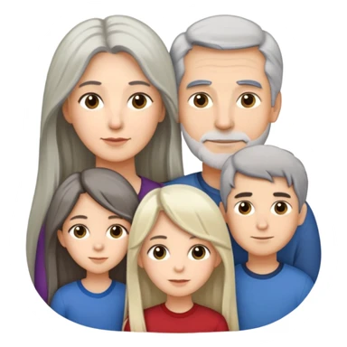 Family of five dad 65 grey hair mother 53 dark medium hair son 16 tall dark hair daughter and 15 blonde long hair daughter 11 long dark hair sticker