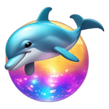 Dolphin doing tricks with a disco ball sticker
