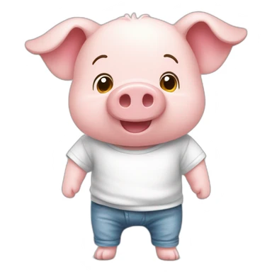 Un cochon doudou avec un t-shirt blanc et pas de pantalon sticker