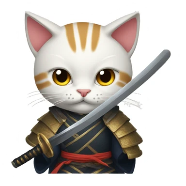 Cat with a samurai sword  sticker