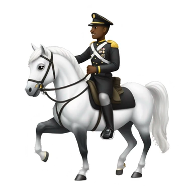 A black military man riding a white horse  sticker