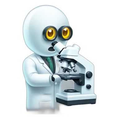  bot in white coat looking through microscope sticker