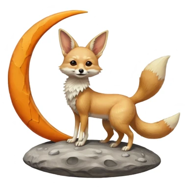 fennec on a moon sickle  sticker