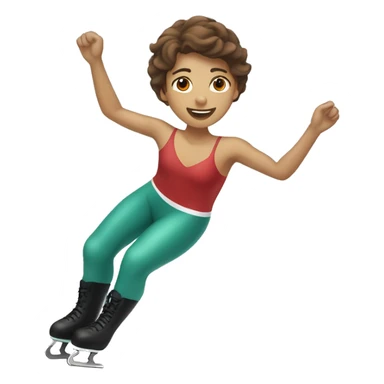 italian ice skater with brown hair and tan skin skating trough the ice sticker