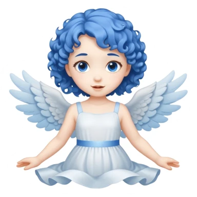 A playful angel girl with short blue curls, fluttering tiny wings 






 sticker