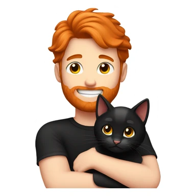 red haired guy hugs black cat sticker