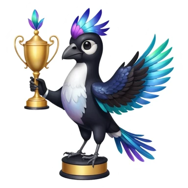 Magpie with trophy sticker