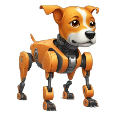 orange broken robot dog with no leags sticker