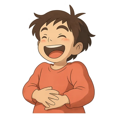 ghibli style character laughing joyfully sticker