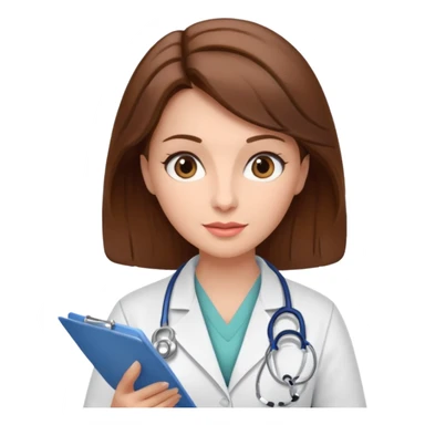 A female doctor in her 50s with brown hair reviewing a medical chart. sticker