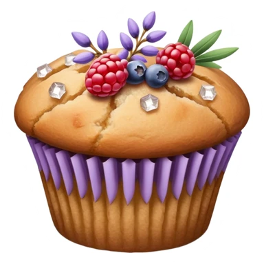 Lavender flower sprigs on a muffin with berries and sugar crystals without frosting  sticker