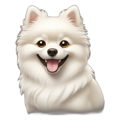 White pomeranian dog with smile  sticker