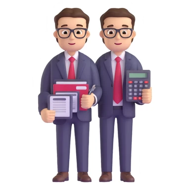 male accountant reviewing financial documents with calculator sticker