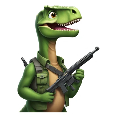 dino with gun sticker