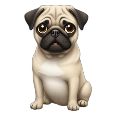 pug wearing a t-shirt sticker