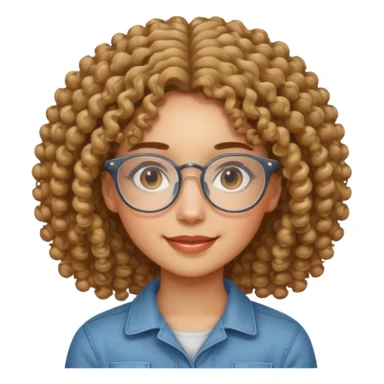 Curly-haired girl with clear glasses, a gentle smile, and a calm energy. sticker