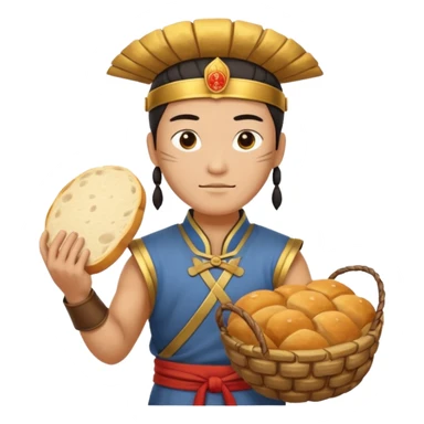 chinese ancient warrior with bread sticker
