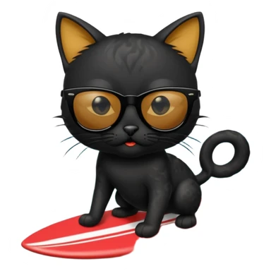 a bad kitty on the waves. make the cat look devlishish with a pair of black ray bans wayfers on. surfing  sticker