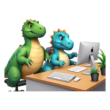 dinosaurs working in an office sticker