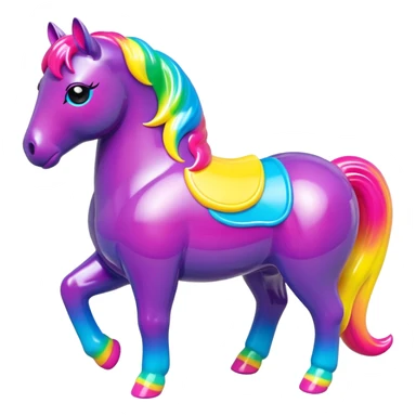  Lisa Frank style  vinyl fat horse toy figure  sticker