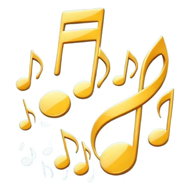 Generate an image visualizing musical notes in an abstract and dynamic composition. Let the musical notes dance in the air, forming a symphony of shapes and symbols that convey the essence of sound. Show the notes floating and intertwining in air, creating a visually harmonious composition.” sticker