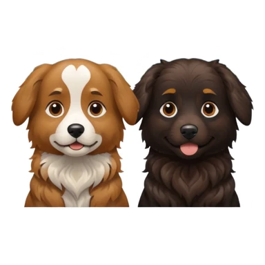 two dogs with wavy hair, one black and brown, one shades of brown, no white with mountains sticker