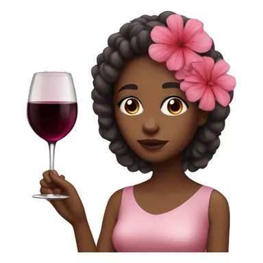 girl pink flowers and a little bit of red wine  sticker