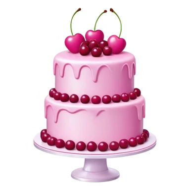 Pink Barbie cake with cherries on top, highly detailed  sticker