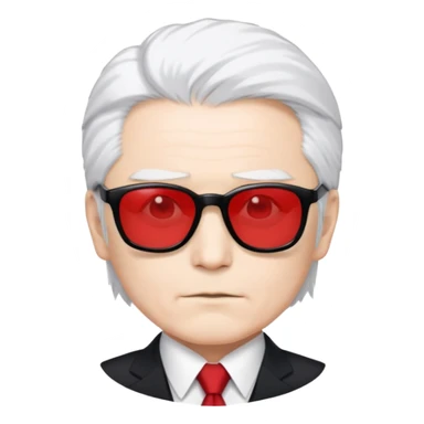 Satoru Gojo from Jujutsu Kaisen with white hair, black suit, red tie, and sunglasses sticker