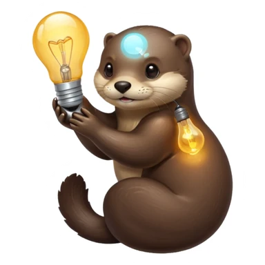 otter hugging a lightbulb sticker