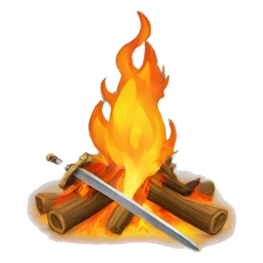  bonfire with a sword coming out of the flames sticker