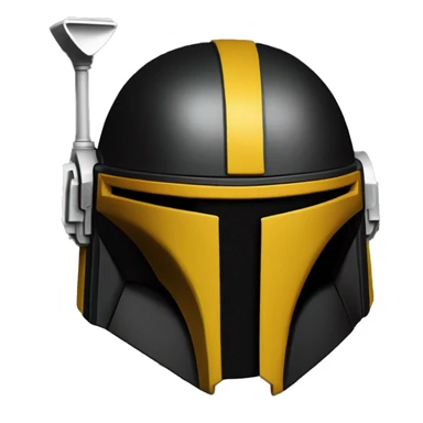 black and yellow mandalorian helmet with antenna sticker