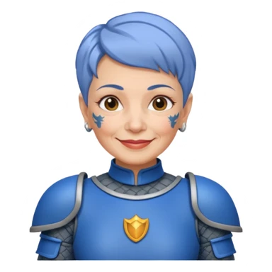 Elderly Tattooed Knights female, with short hair, blue armour sticker