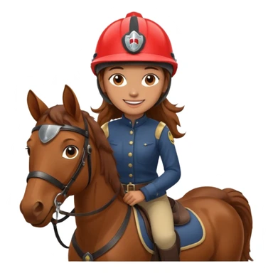 brown haired girl on a cheatnut hporse smiling' sticker