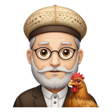 Israeli rabbi with chicken sticker