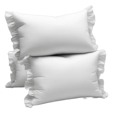 3 white pillows with ruffles different sizes sticker