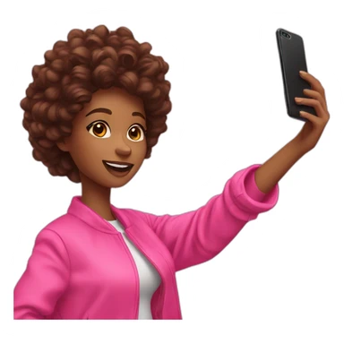 influencer taking selfie with a pink shopping bag sticker