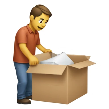 a man packing an item to a box sticker