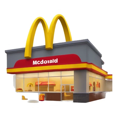 “McDonald’s store with the iconic golden arches, a red and yellow color scheme, and a simple, recognizable design that captures the essence of a fast food restaurant.” sticker