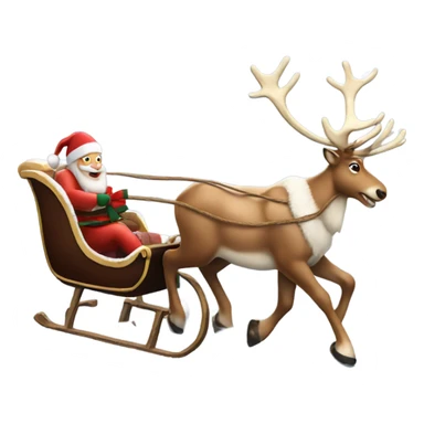 Realistic Reindeer pulling a Christmas sleigh through the snow  sticker