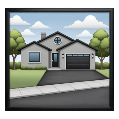 driveway with a house in the background, minimal sticker