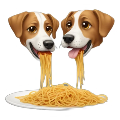 two dogs eating spaghetti sticker