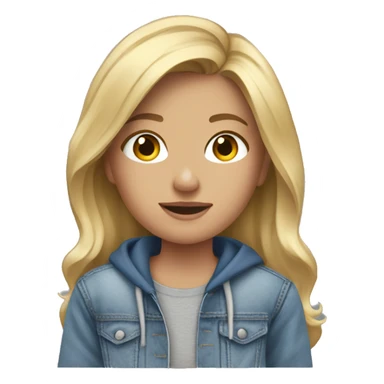 blonde girl in torn blue jeans and a gray sweatshirt sticker