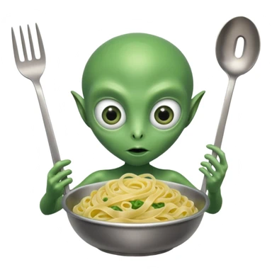 alien holding pasta sticker