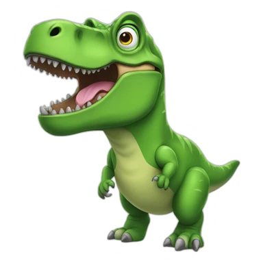 old green t rex with glasses sticker